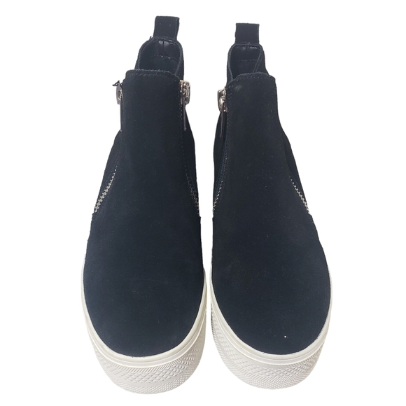 Steve Madden Wedgie Black Suede High Top Zip Pull on Sneakers Sz 8M - Picture 4 of 11